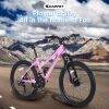 S24103 24 inch Mountain Bike for Teenagers Girls Women, Shimano 21 Speeds with Dual Disc Brakes and 100mm Front Suspension, White/Pink