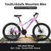 S24103 24 inch Mountain Bike for Teenagers Girls Women, Shimano 21 Speeds with Dual Disc Brakes and 100mm Front Suspension, White/Pink