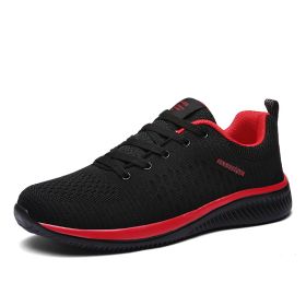 Outdoor Fitness Running Walking Trainers Men Casual Lightweight Lace-up Tenis Walking Sneakers Comfortable Breathable SportShoes (Color: Red)