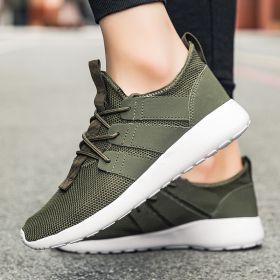 Men Mesh Sneakers Casual Breathable Soft Sole Running Low Top Shoes Comfortable Green Sports Outdoor Tennis Spring Summer Autumn (Color: Army Green)