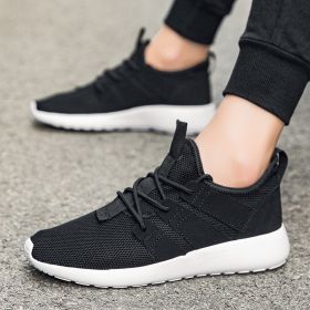 Men Mesh Sneakers Casual Breathable Soft Sole Running Low Top Shoes Comfortable Green Sports Outdoor Tennis Spring Summer Autumn (Color: Black)