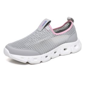 Unisex Slip-on Mesh Running Trainers / Outdoor Aqua Shoes Breathable Lightweight Quick-drying Wading Water Sport Camping Sneaker (Color: light grey)