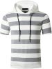 Men's New Muscle T-Shirt Gym Hooded Sports Short Sleeve Striped Slim T-Shirt