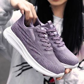 High Quality Women Casual Shoes Mesh Fly Weaving Breathable Light Sneaker Any Age Sport Outdoor Walking Spring Summer Autumn (Color: Women light purple)