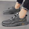 Spring Summer Leather Mesh Casual Shoes Men Slip on Elastic Band Low Top Sneaker Hollow Round Toe Solid High Quality Breathable