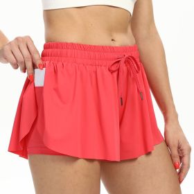 2 in 1 Flowy Tennis Skirts for Women Gym Yoga Shorts Athletic Running Workout Exercise Fitness Comfy Lounge Shorts Summer (size: M)