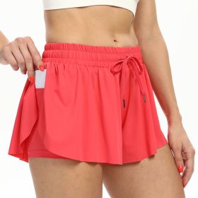 2 in 1 Flowy Tennis Skirts for Women Gym Yoga Shorts Athletic Running Workout Exercise Fitness Comfy Lounge Shorts Summer (size: XL)