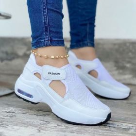 2022 Summer Women Red Sneakers Ladies Air Cushion Shoes Female Mesh Breathable Flats Casual Footwear Fashion Walking Trainers (Color: White)