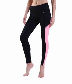 Women's Yoga Pants Power Stretch Workout Leggings Waist Tummy Control (Color: Pink)