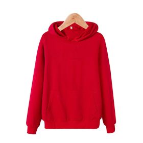 oversize hooded fleece hoodies for men and women in spring and autumn 2022 (Color: Red)