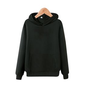 oversize hooded fleece hoodies for men and women in spring and autumn 2022 (Color: Black)