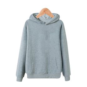 oversize hooded fleece hoodies for men and women in spring and autumn 2022 (Color: Gray)