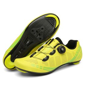 Outdoor Sports Cycling Shoes MTB Men Self-Locking Speed Sneaker Road Bike Boots SPD Cleats Mountain Bicycle Shoes Women Racing (Color: yellow road)