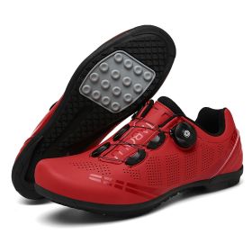 Outdoor Sports Cycling Shoes MTB Men Self-Locking Speed Sneaker Road Bike Boots SPD Cleats Mountain Bicycle Shoes Women Racing (Color: Red)