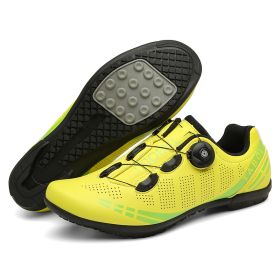 Outdoor Sports Cycling Shoes MTB Men Self-Locking Speed Sneaker Road Bike Boots SPD Cleats Mountain Bicycle Shoes Women Racing (Color: yellow rubber)