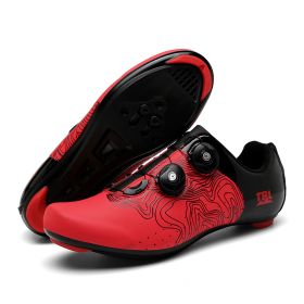 Outdoor Sports Cycling Shoes MTB Men Self-Locking Speed Sneaker Road Bike Boots SPD Cleats Mountain Bicycle Shoes Women Racing (Color: red road)