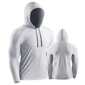 Male Training Shirts Quick Drying Gym Clothing Musculation Sportswear Fitness Running Jackets Rashguards Hoodies ropa deportiva (Color: Grey white 1)