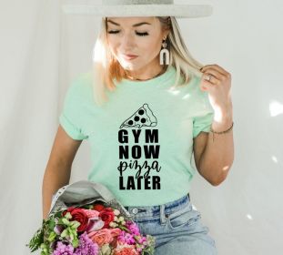 Gym Now Pizza Later T-shirt, Gym Quotes Tee, Sportive Girl Shirt, Sports Shirt, Sportive Gift, Fitness Boy Gift, Gym Lover Top, Gift For Mom (size: medium)