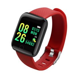 Smart Watch Heart Rate Sleep Monitoring Blood Pressure Smartwatch Men Women Fitness Tracker Watch For Android IOS (Color: Red)