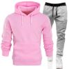 Autumn and winter men's pullover plush hoodie sweater suit solid casual sports suit