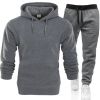 Autumn and winter men's pullover plush hoodie sweater suit solid casual sports suit